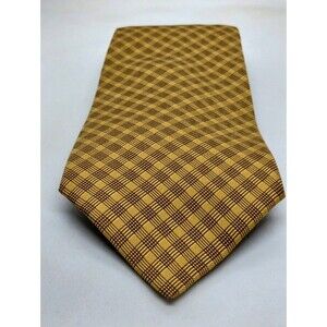 Brooks Brothers Silk Necktie. Yellow & Brown Lines Men's Tie.  EUC  60" x 3 5/8"